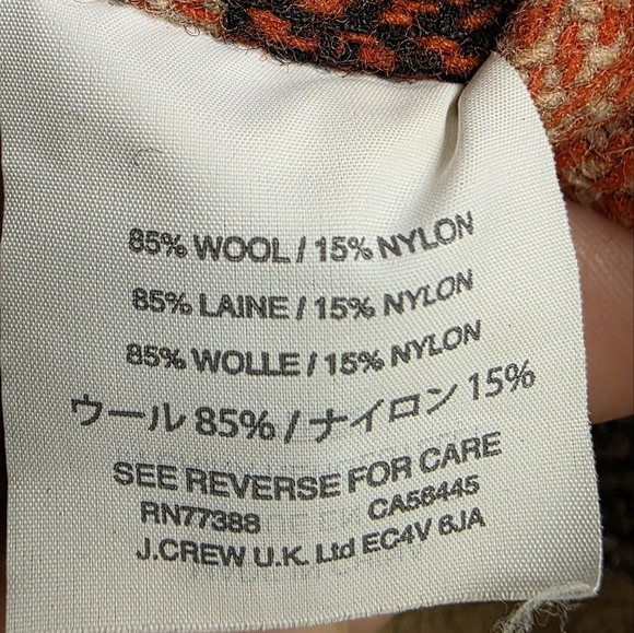 J. Crew Wool Shacket Shirt Plaid Red Black Cream Large Mens - Picture 9 of 9